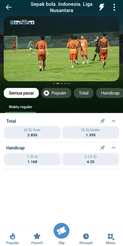 Live Siaran Langsung Pertandingan di Aplikasi 1xBet